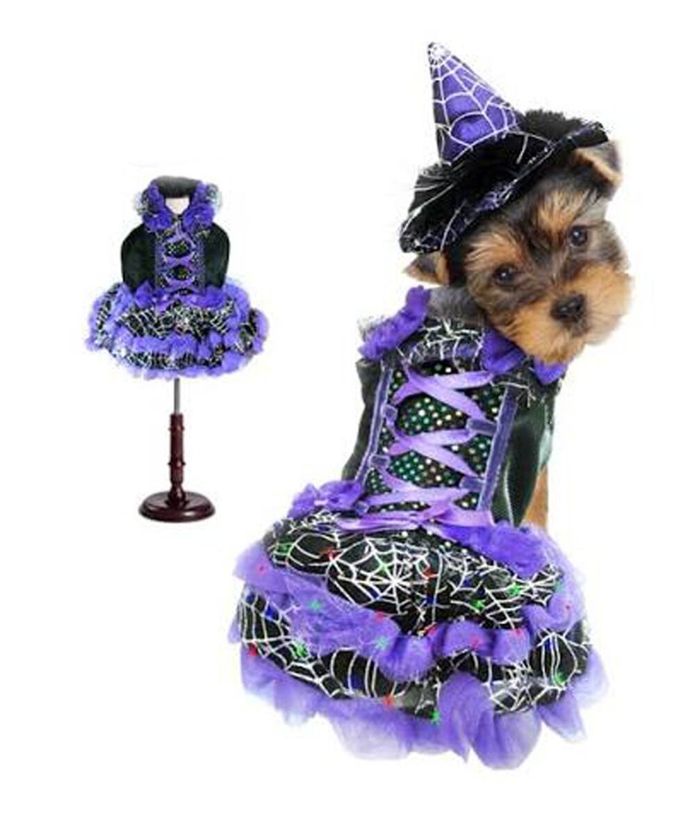 Purple Witch Halloween Dog Costumes Size 16" NWT